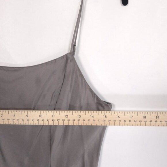 VICTORIA'S SECRET 100% SILK Slip Mini Dress Slit MEDIUM VINTAGE Gray Platinum - Picture 7 of 12